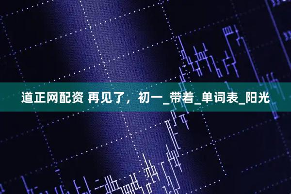 道正网配资 再见了，初一_带着_单词表_阳光